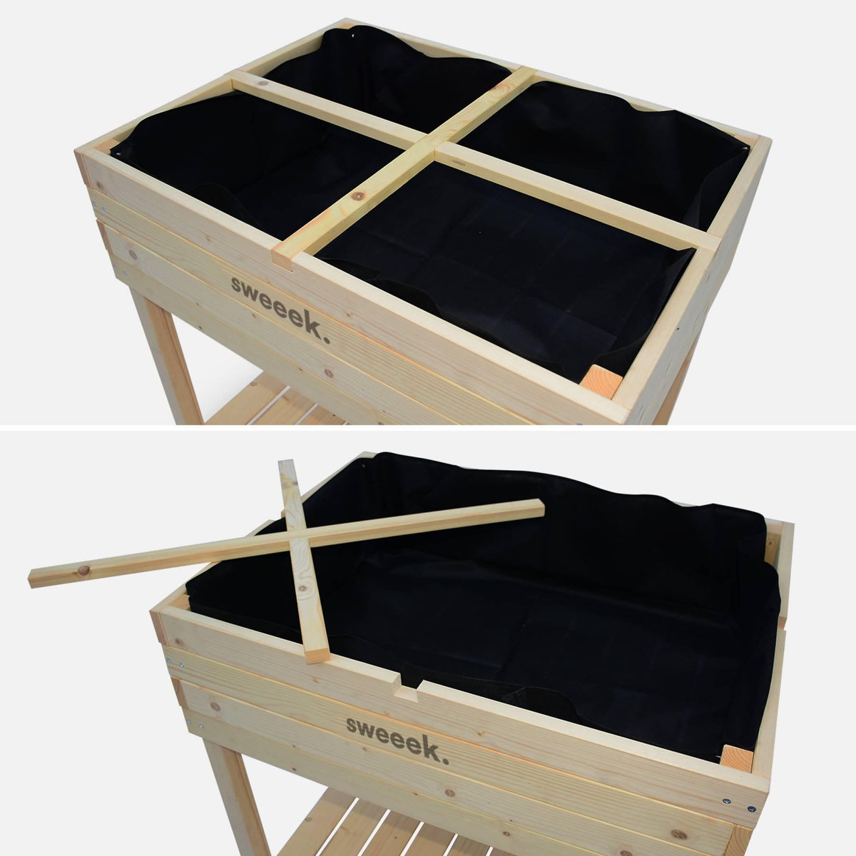 SWEEEK Carré potager sur pieds 80x60.  Anémone -  potager en épicéa finlandais