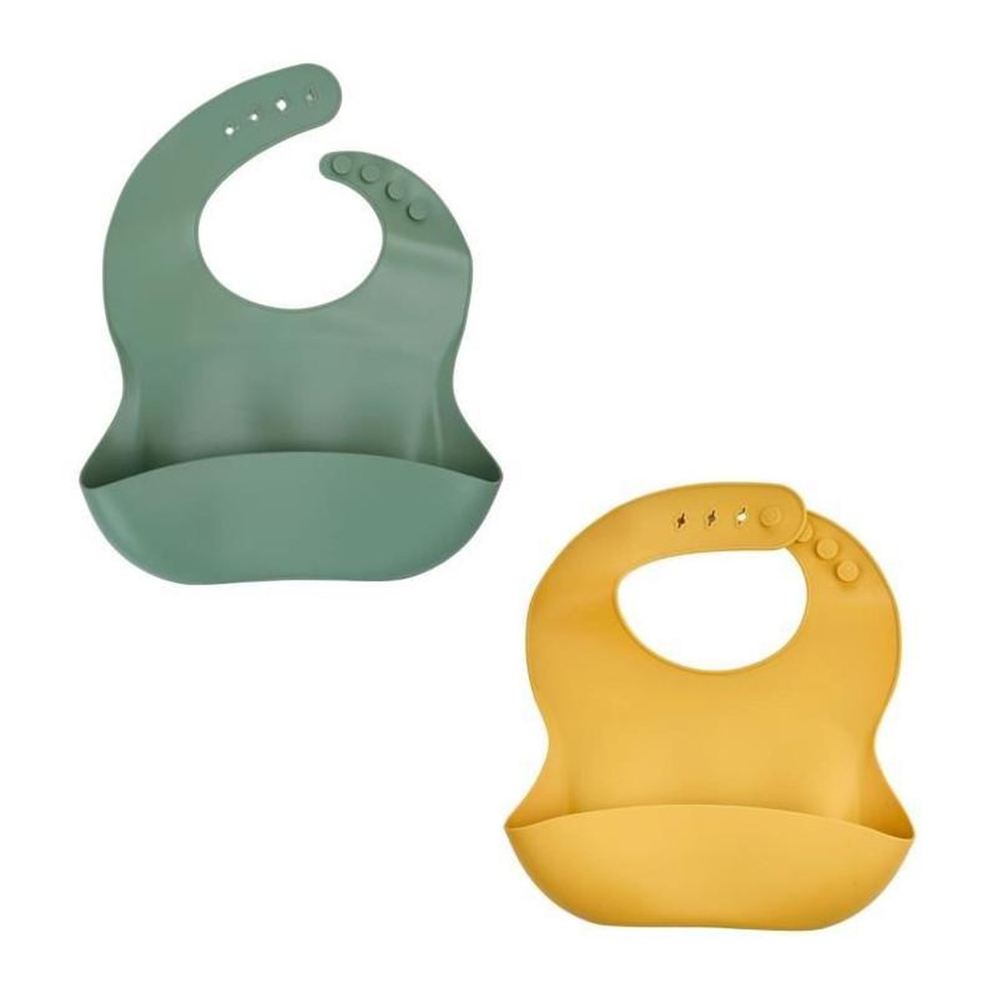 THERMOBABY LOT DE 2 BAVOIRS SILICONE 1 VERT CACTUS + 1 JAUNE MIEL