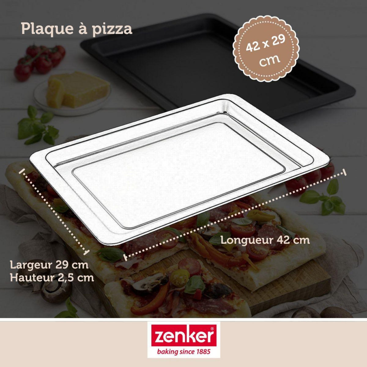 ZENKER Plaque à pizza rectangulaire 42 x 29 cm Zenker Spécial Countries