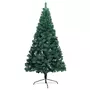 VIDAXL Demi-arbre de Noël artificiel pre-eclaire et boules vert 180 cm