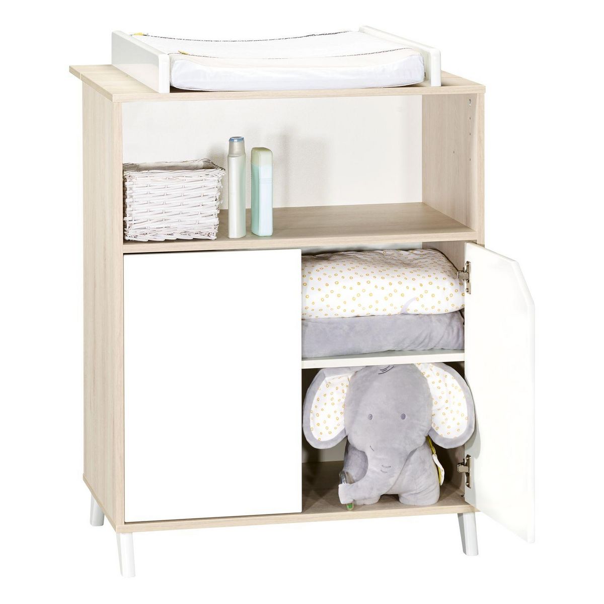 BABY PRICE Commode 2 Portes et 1 Niche - SCANDI NATUREL