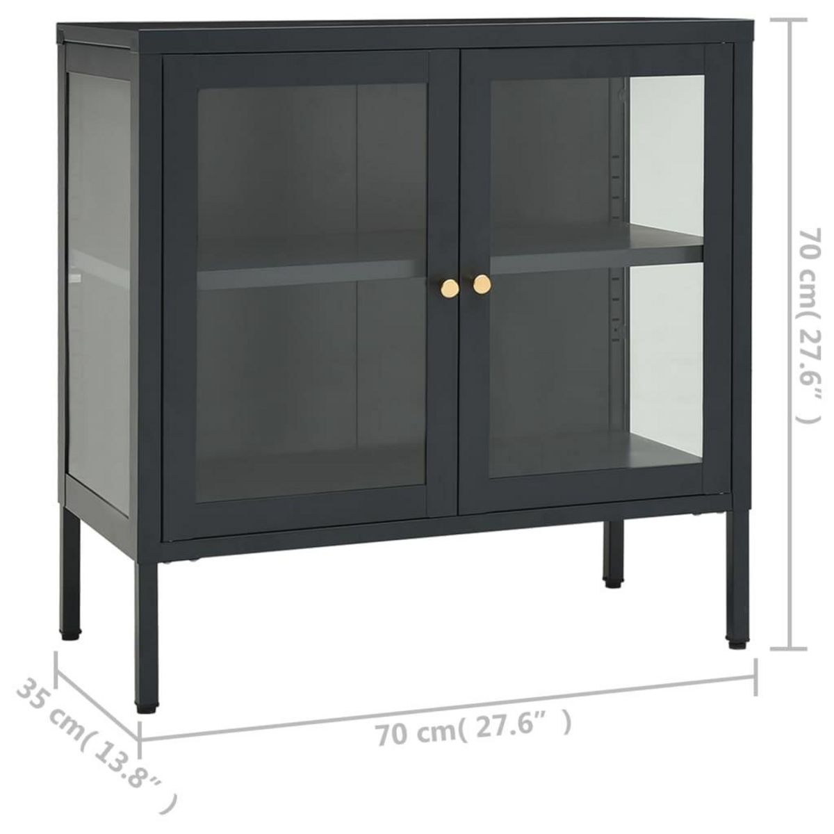 VIDAXL Buffet Anthracite 70x35x70 cm Acier et verre