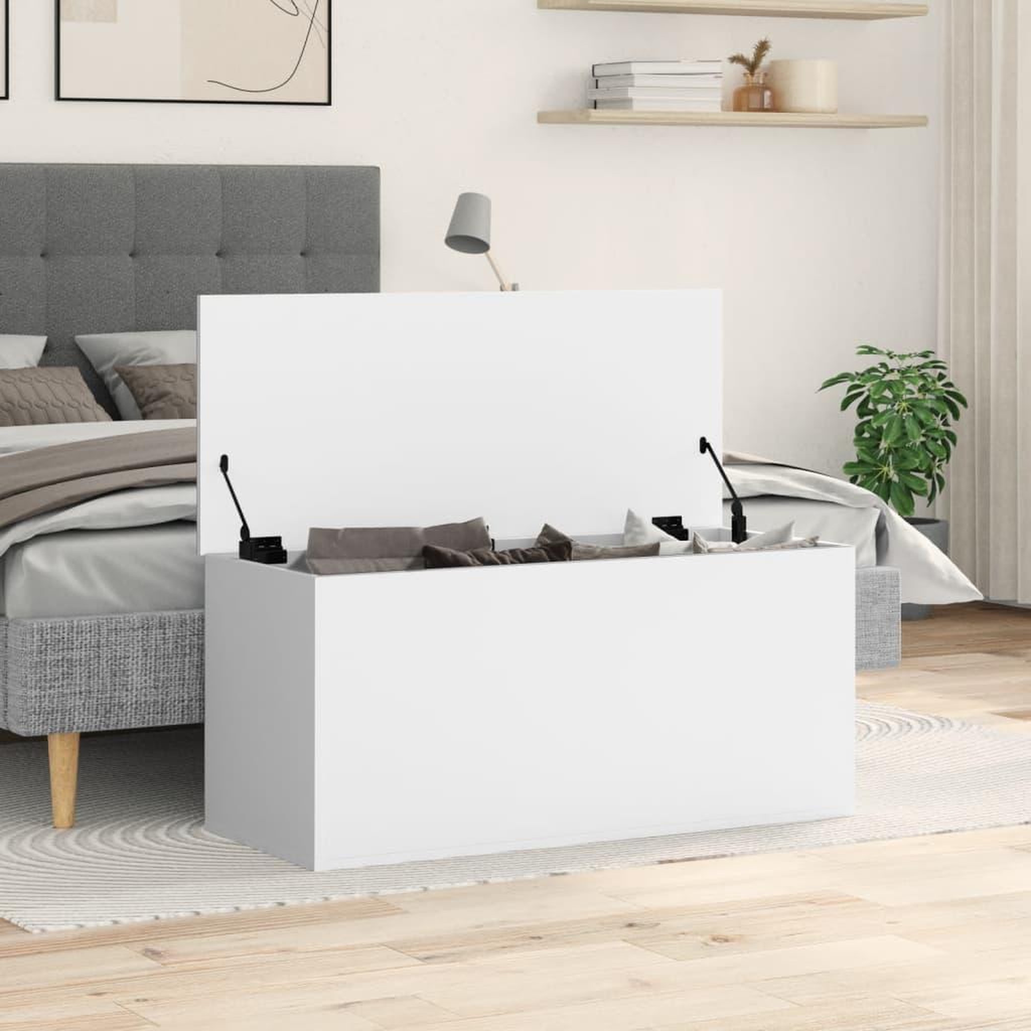 Voir la diapositive 3 : VIDAXL Boîte de rangement blanc 100x42x46 cm bois d'ingenierie