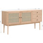 Voir la diapositive 5 : HOMIFAB Buffet 2 portes 3 tiroirs en bois et cannage naturel 170 cm - Eden