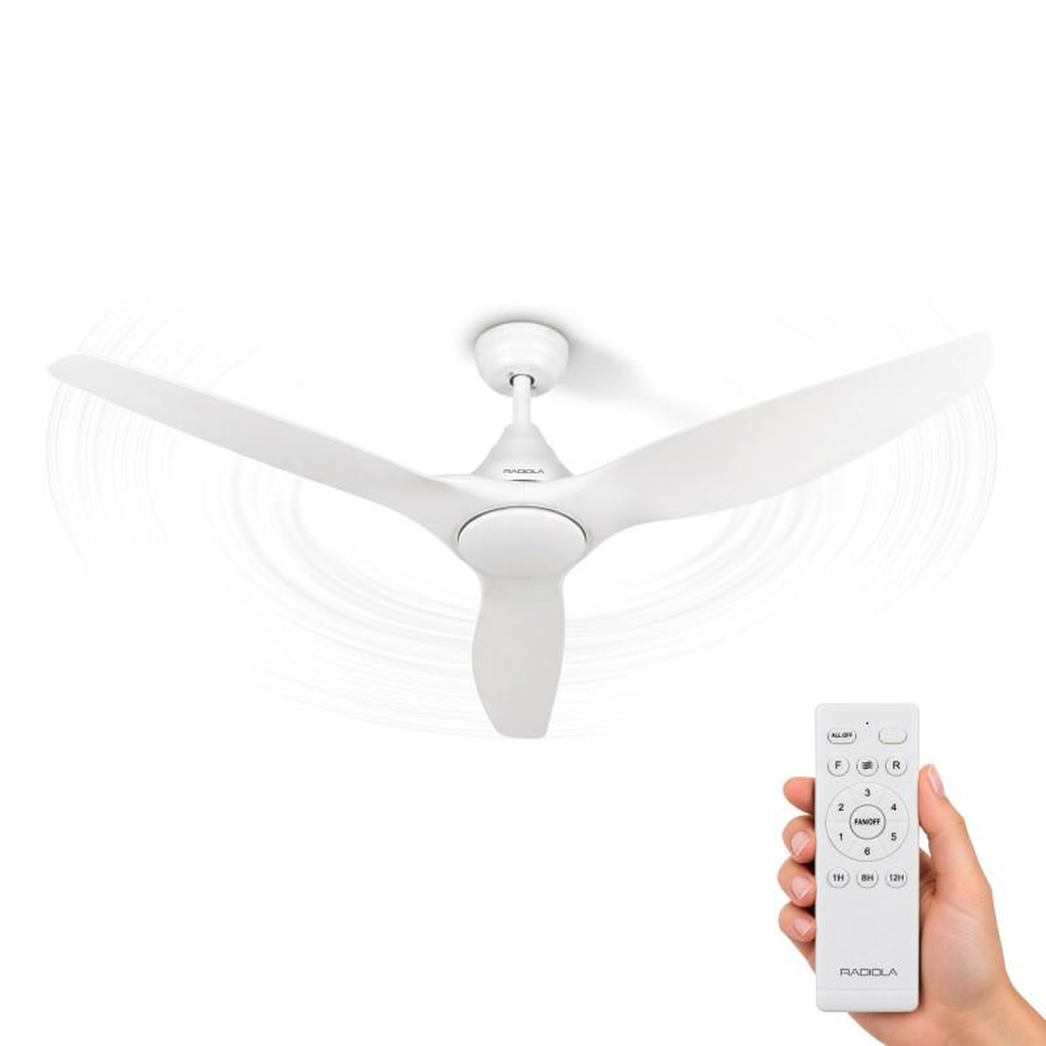 Voir la diapositive 2 : RADIOLA Radiola - Brasseo 132 - Blanc - Brasseur D'air Plafond - 6 Vitesses - Mode été Et Hiver - Télécommande