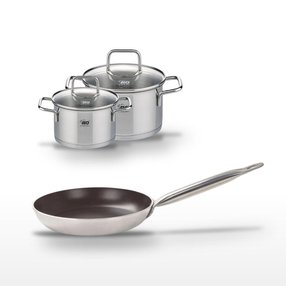 ELO Lot Poêle 28 cm Elo Bistro Line & 2 Faitouts 16/20 cm Elo Citrin