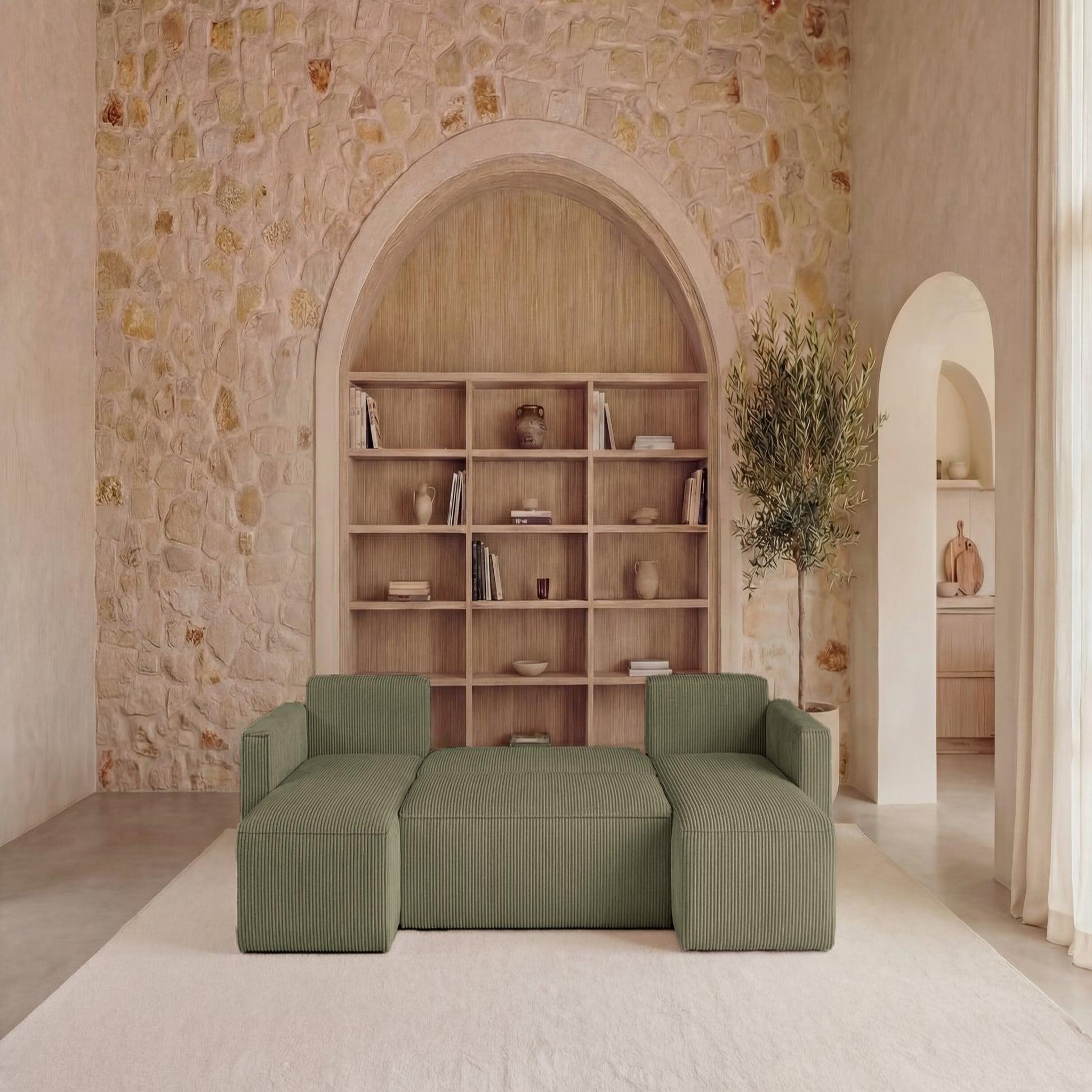 Voir la diapositive 5 : CASANOVA PARIS Maurie - canapé panoramique petit velours côtelé