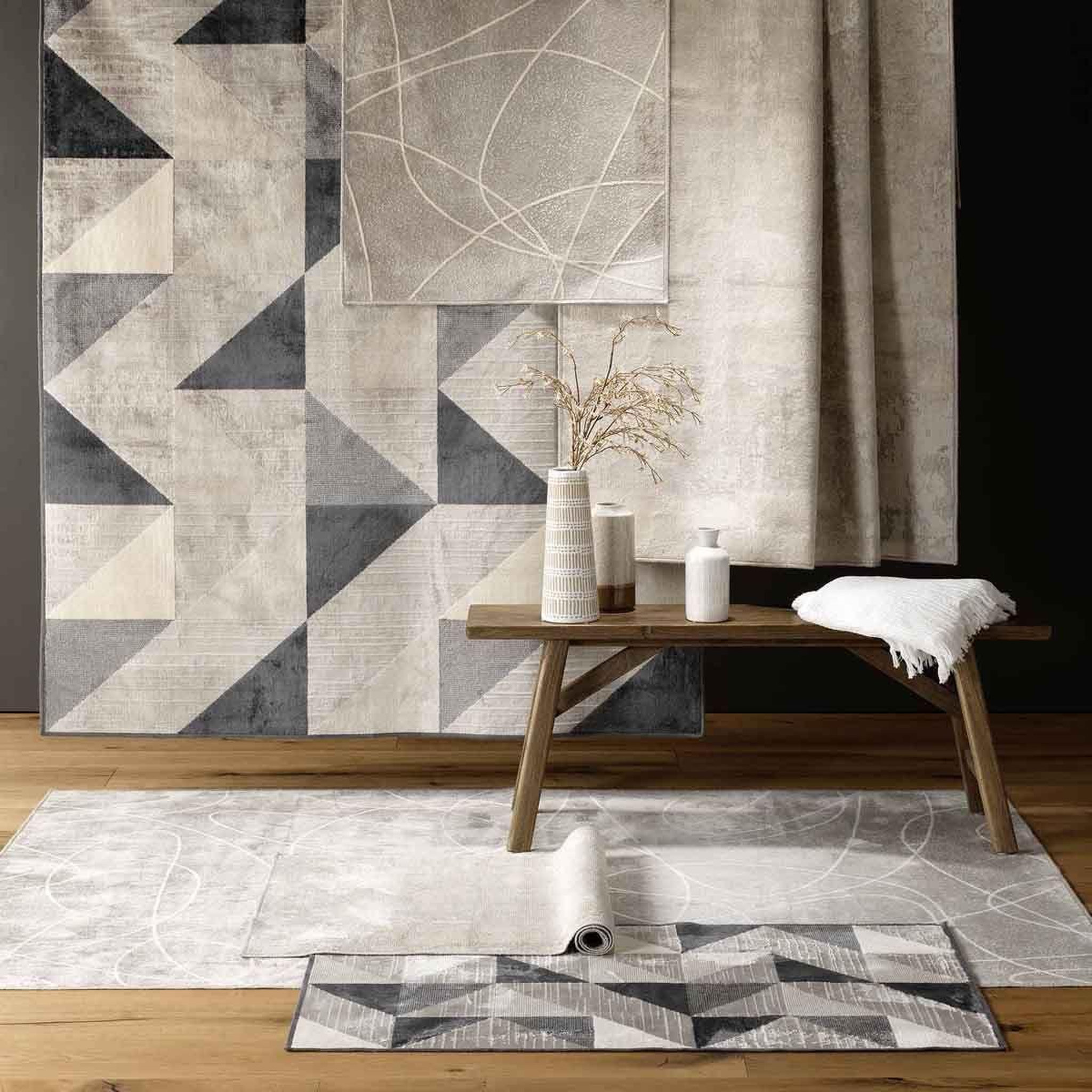 Voir la diapositive 4 : Douceur d'Intérieur Tapis déco tissé  graphic  68x110cm naturel