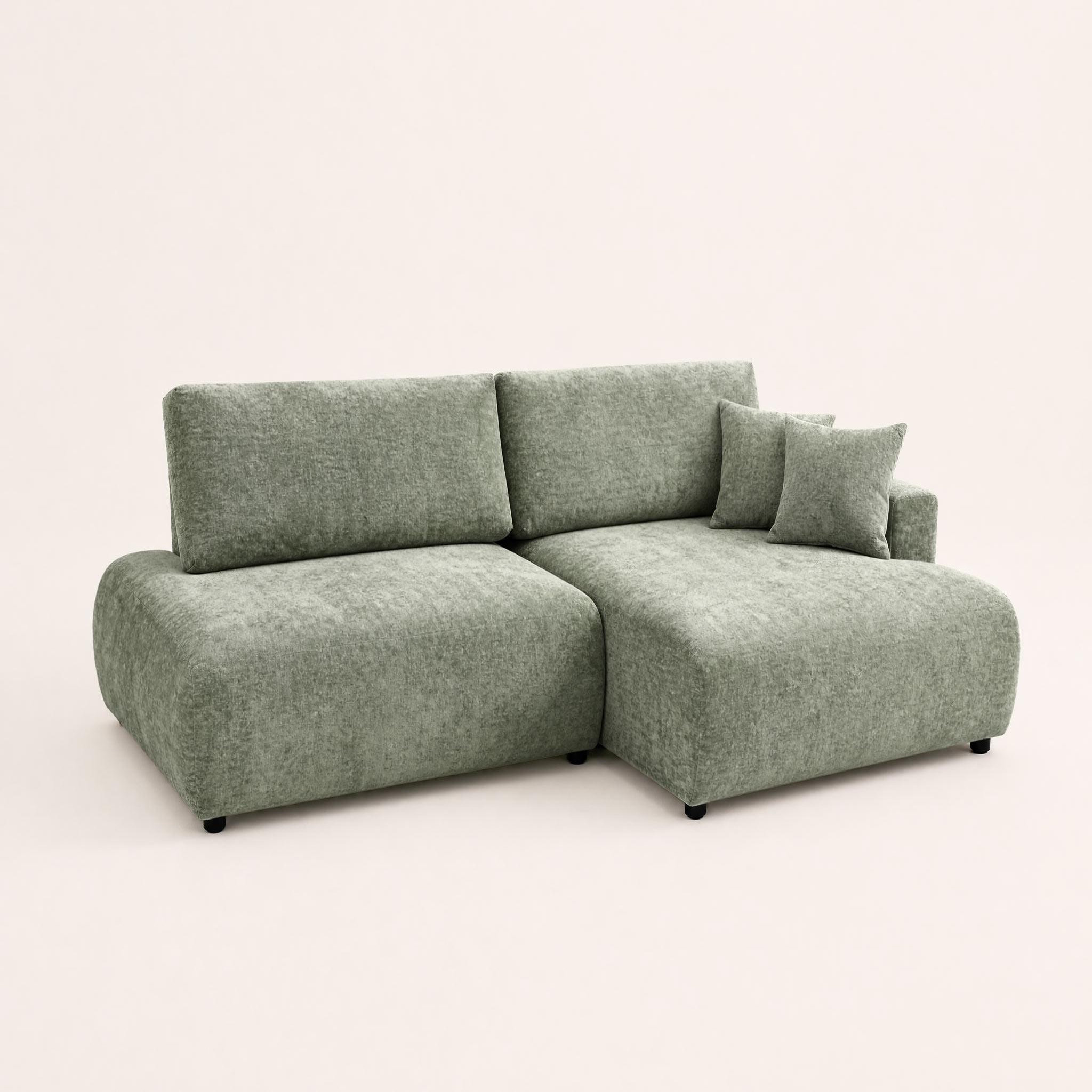 Voir la diapositive 3 : BEST MOBILIER Pivoine - canapé d'angle ouvert droit 4 places convertible avec coffre en tissu texturé