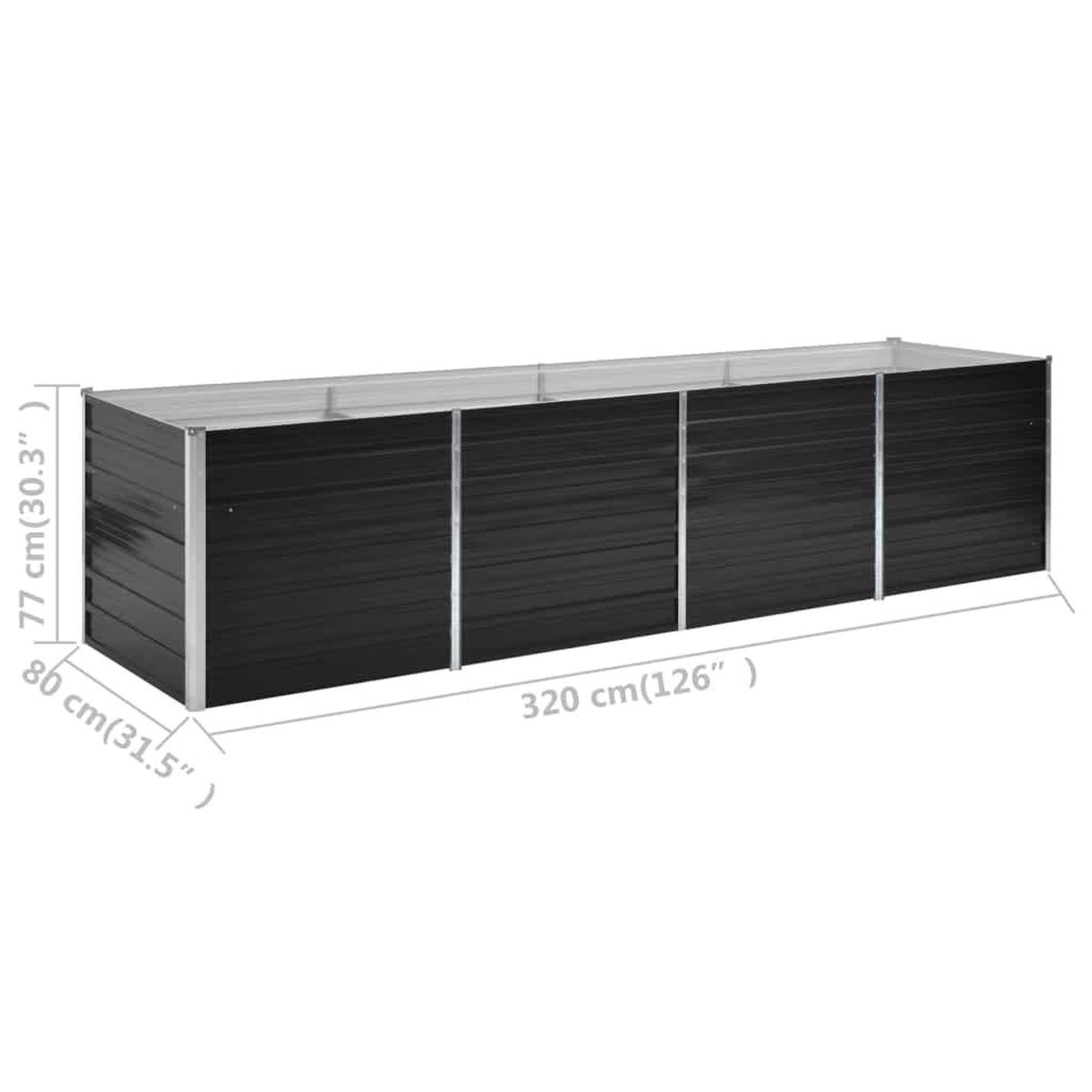 Voir la diapositive 6 : VIDAXL Lit sureleve de jardin Anthracite 320x80x77 cm Acier galvanise