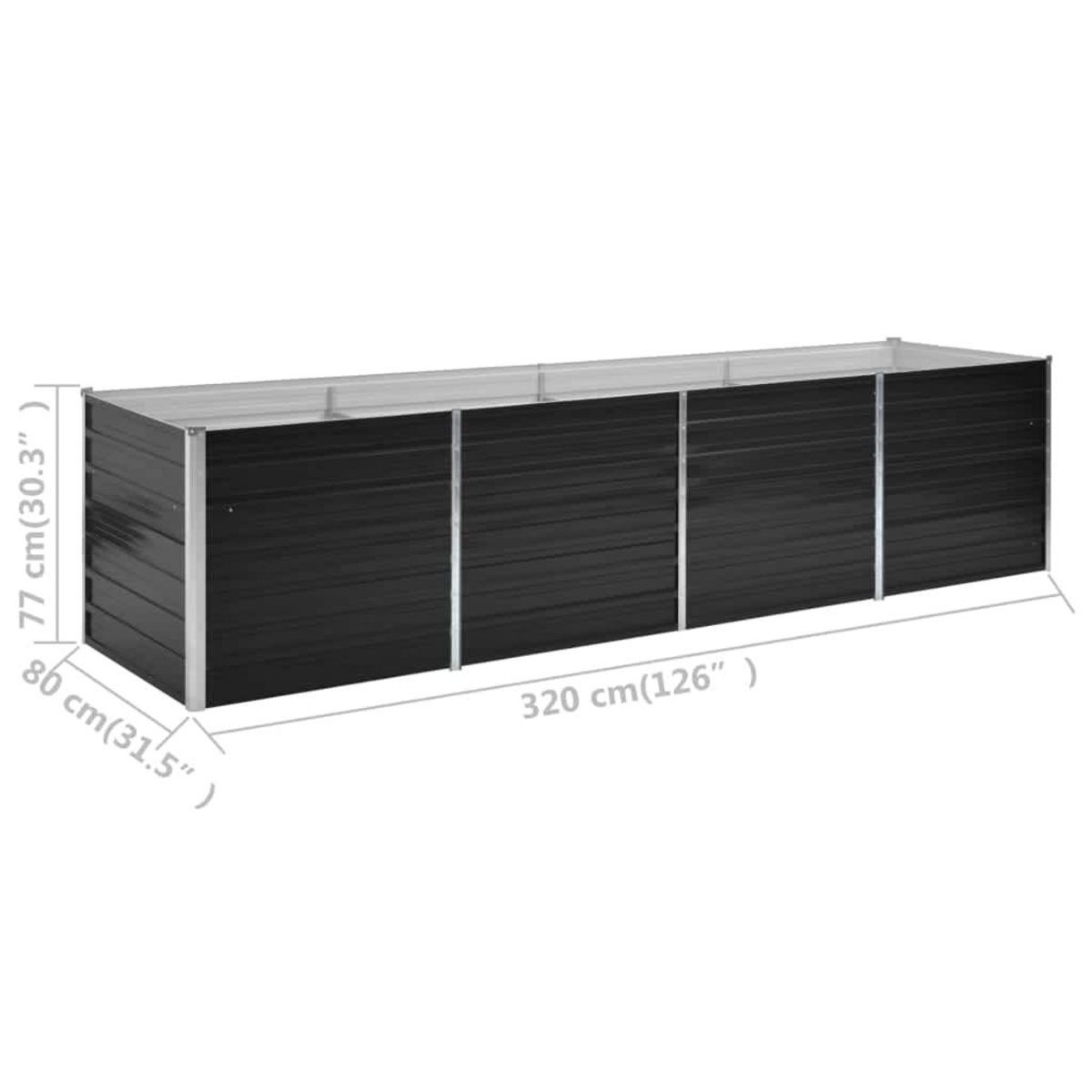 VIDAXL Lit sureleve de jardin Anthracite 320x80x77 cm Acier galvanise