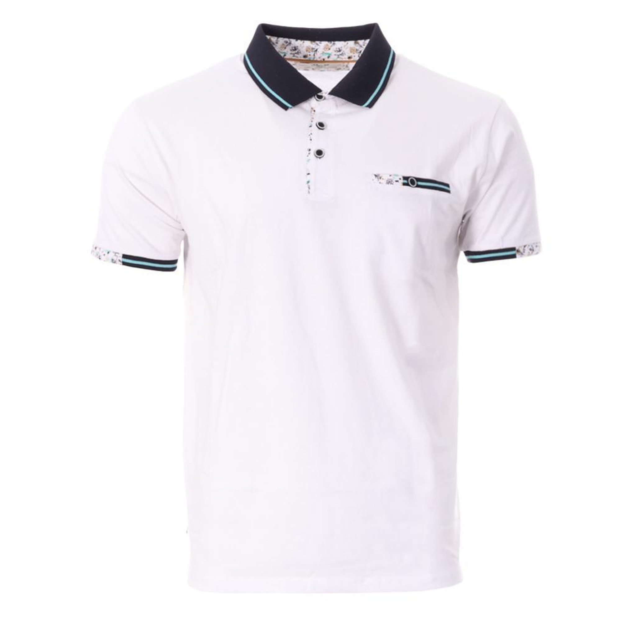 RMS 26 Polo Blanc/Marine Homme RMS26 91301. Coloris disponibles : Blanc