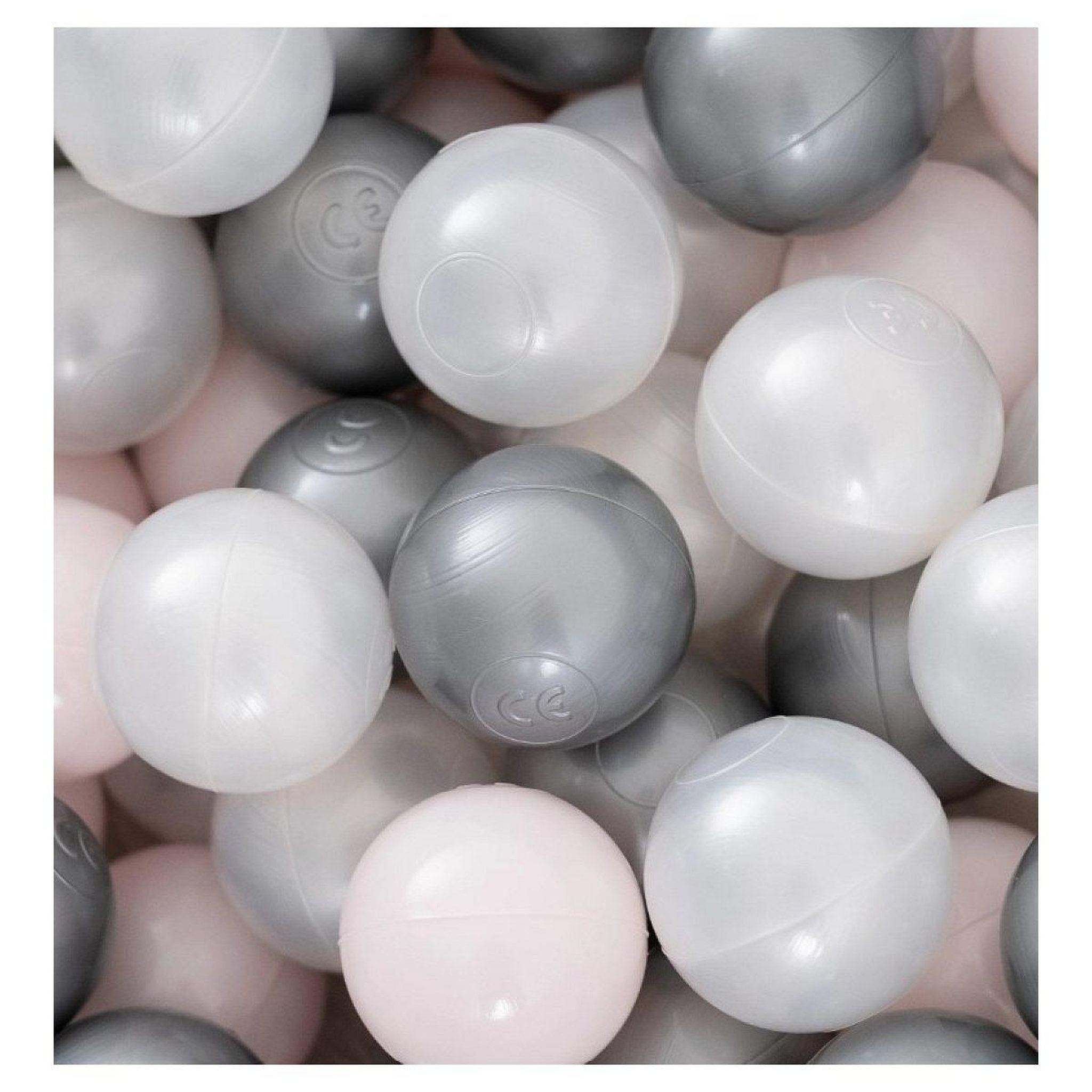 Voir la diapositive 2 : PLUSH NEST Piscine à balles 90x30 coton gris 200 balles rose