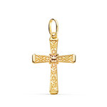 L'ATELIER D'AZUR Pendentif  - Médaille Croix Or 18 Carats 750 Jaune - Filigrane - Chaine Offerte