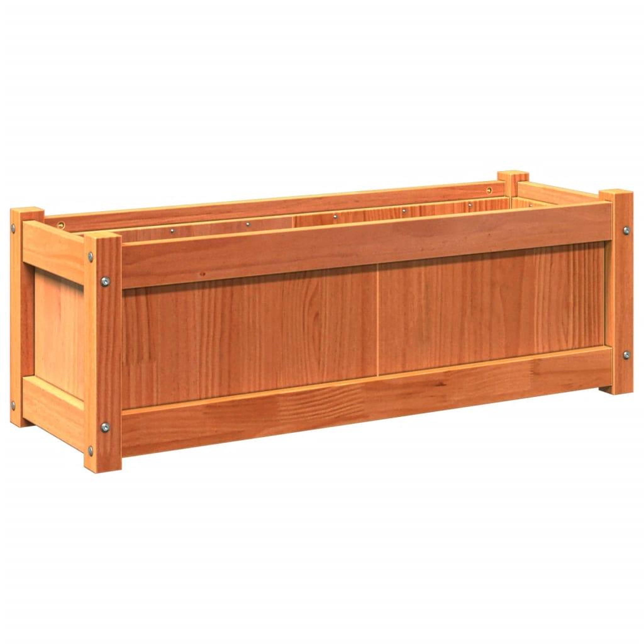 Voir la diapositive 2 : VIDAXL Jardiniere cire marron 90x31x31 cm bois de pin massif