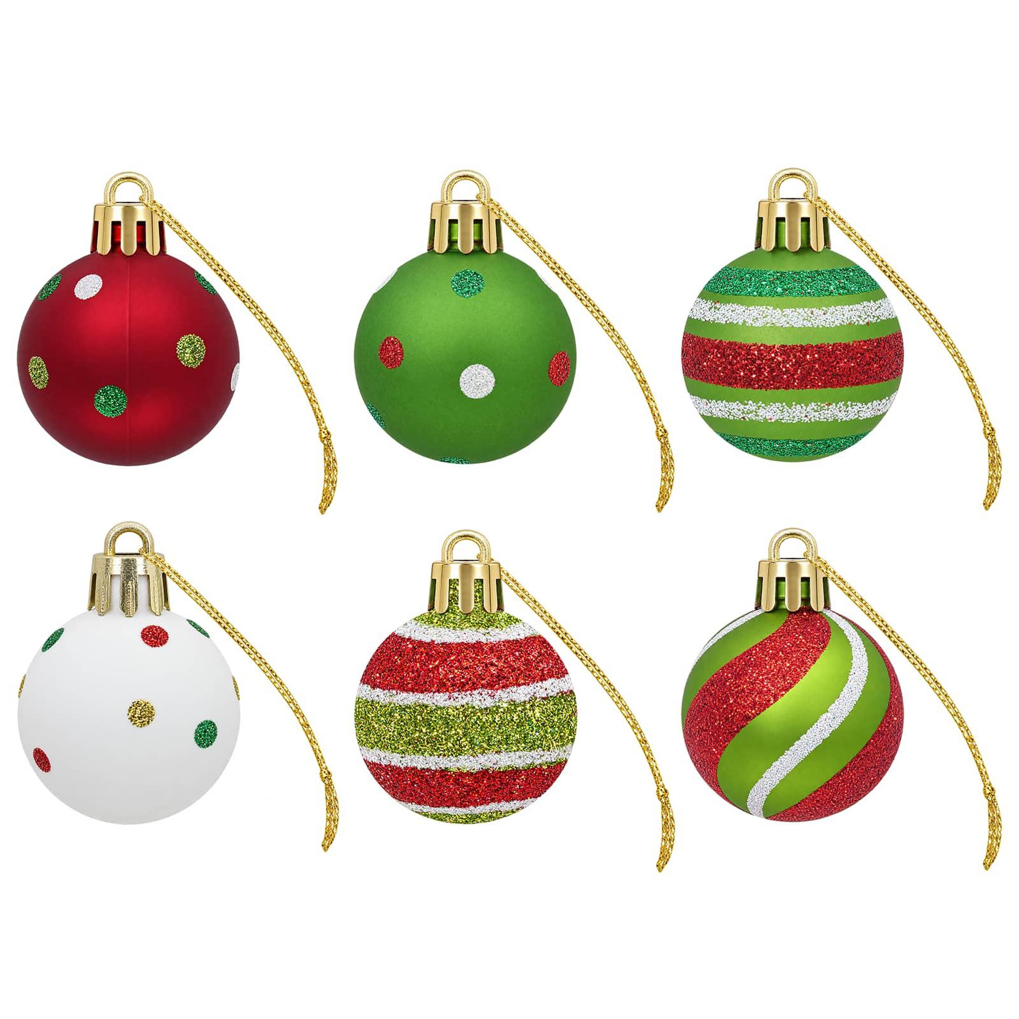 Voir la diapositive 5 : VIDAXL Ensemble de boules de Noël 72 pc Vert clair, blanc et rouge
