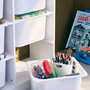 Voir la diapositive 3 : SWEEEK Meuble de rangement enfant. blanc. 6 bacs de rangement en plastique