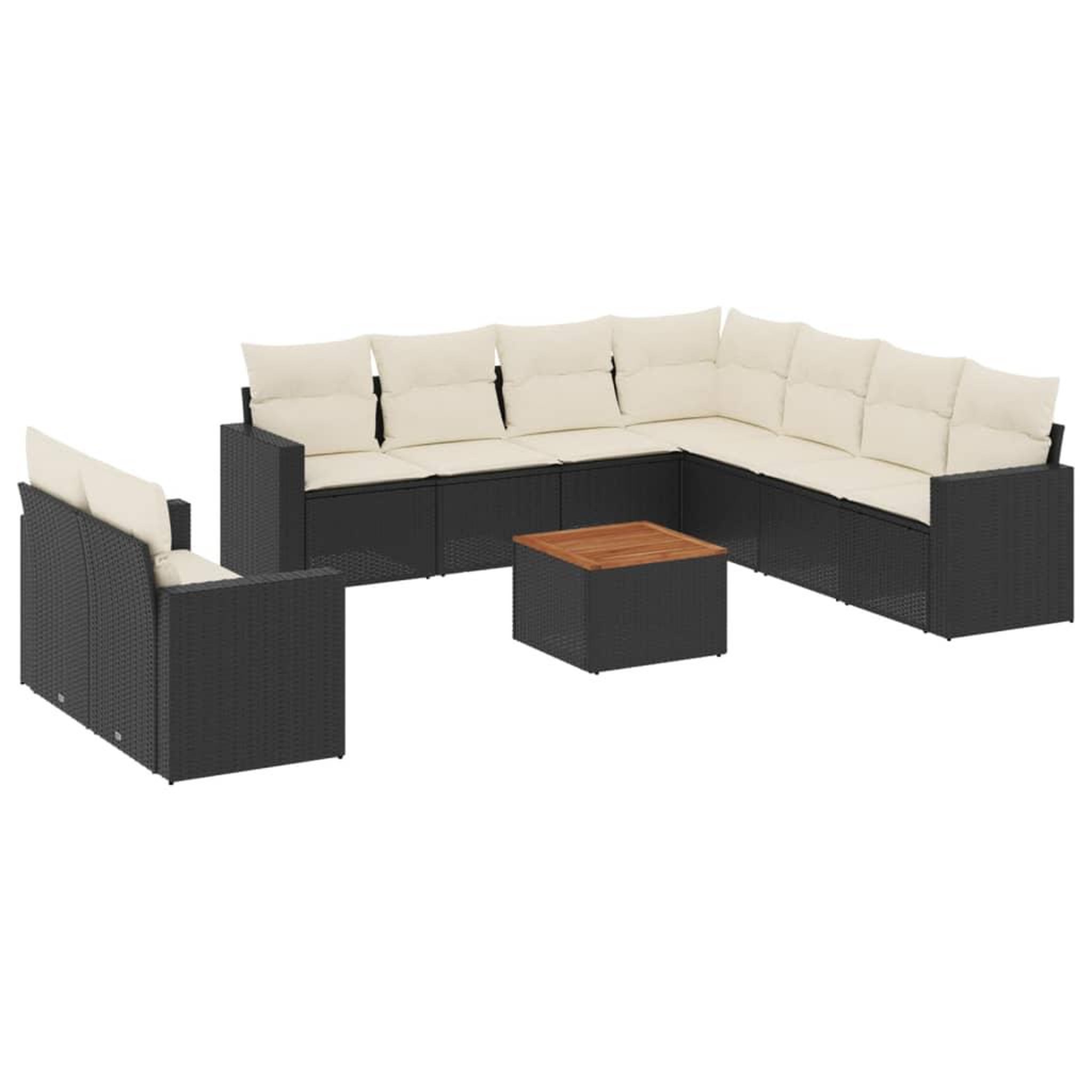 Voir la diapositive 2 : VIDAXL Salon de jardin 10 pcs avec coussins noir resine tressee