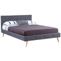 Voir la diapositive 1 : ID MARKET Lit double scandinave OSLO avec tête de lit et sommier 160 x 200 cm tissu gris anthracite