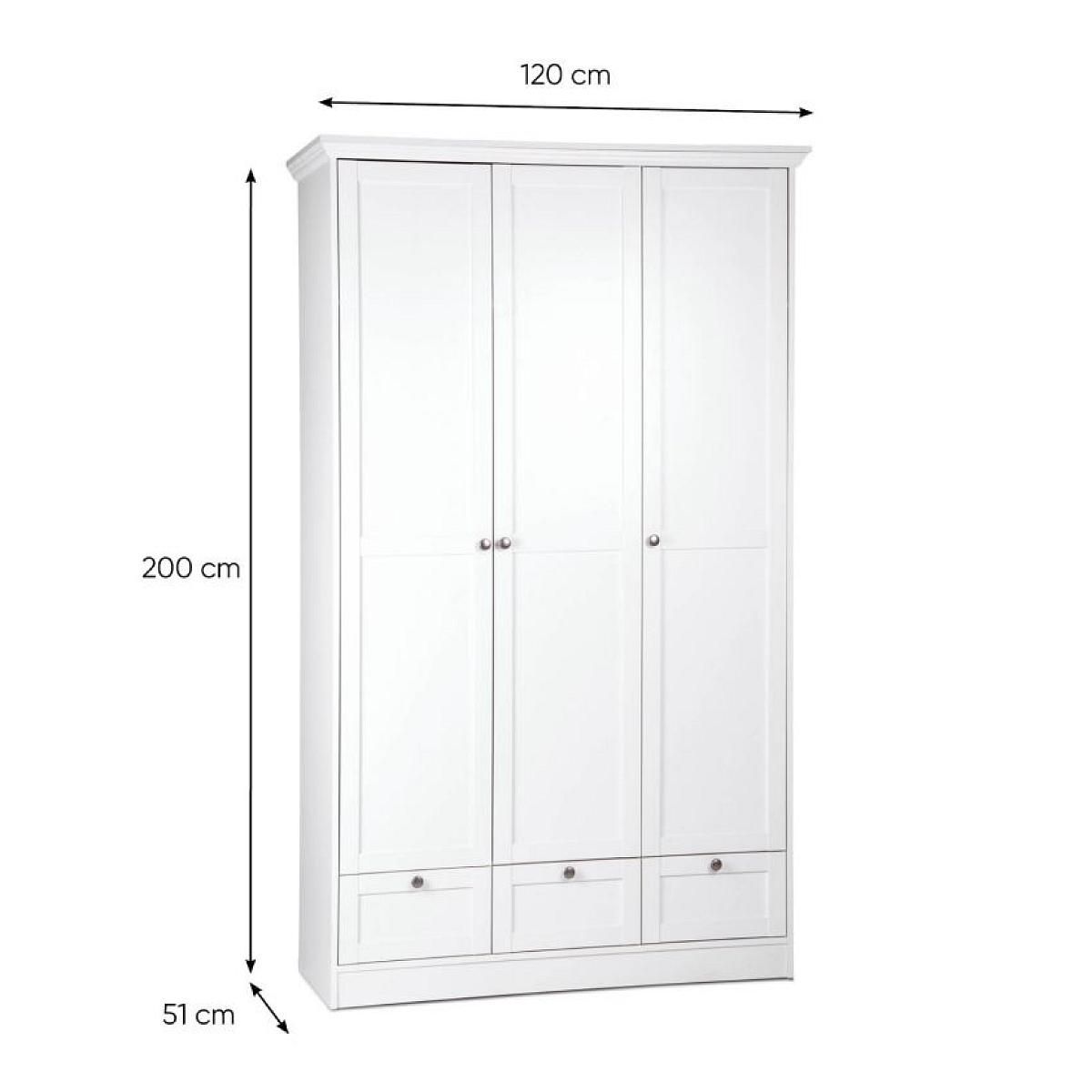HomeStyle4U Armoire blanche avec tiroirs 3 portes chambre
