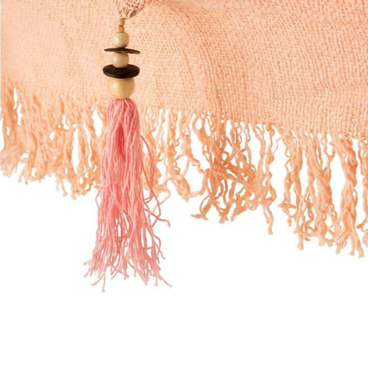 Paris Prix Parasol Déco  Pompons & Coquillages  188cm Saumon