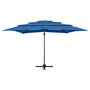 Voir la diapositive 3 : VIDAXL Parasol de jardin a 4 niveaux avec mat en aluminium bleu azure