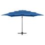 Voir la diapositive 3 : VIDAXL Parasol de jardin a 4 niveaux avec mat en aluminium bleu azure