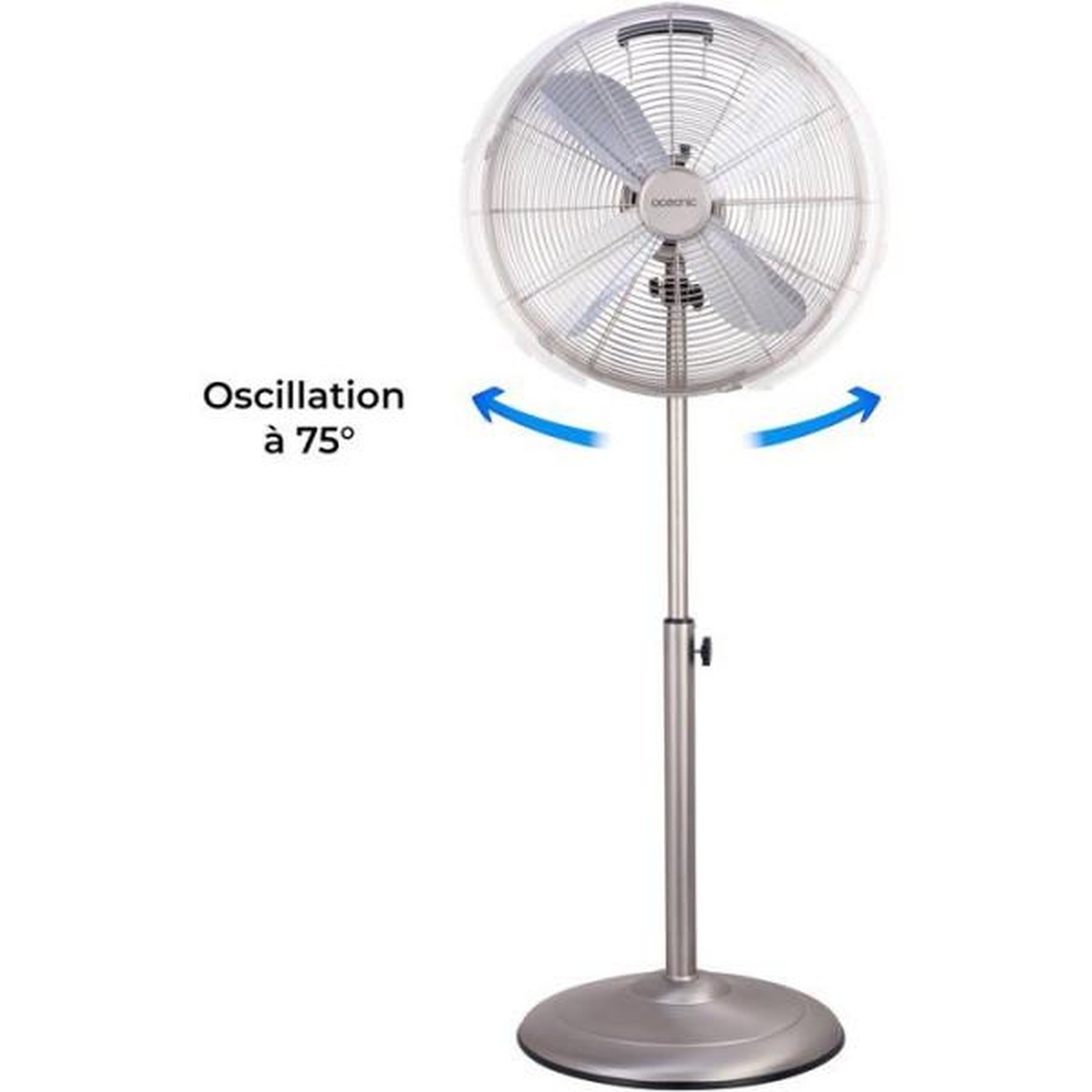 Voir la diapositive 4 : OCEANIC Ventilateur sur pied 40 cm oceanic - 3 vitesses - puissance 50 w - hauteur réglable 90 a 125 cm - pales en aluminium - métal b