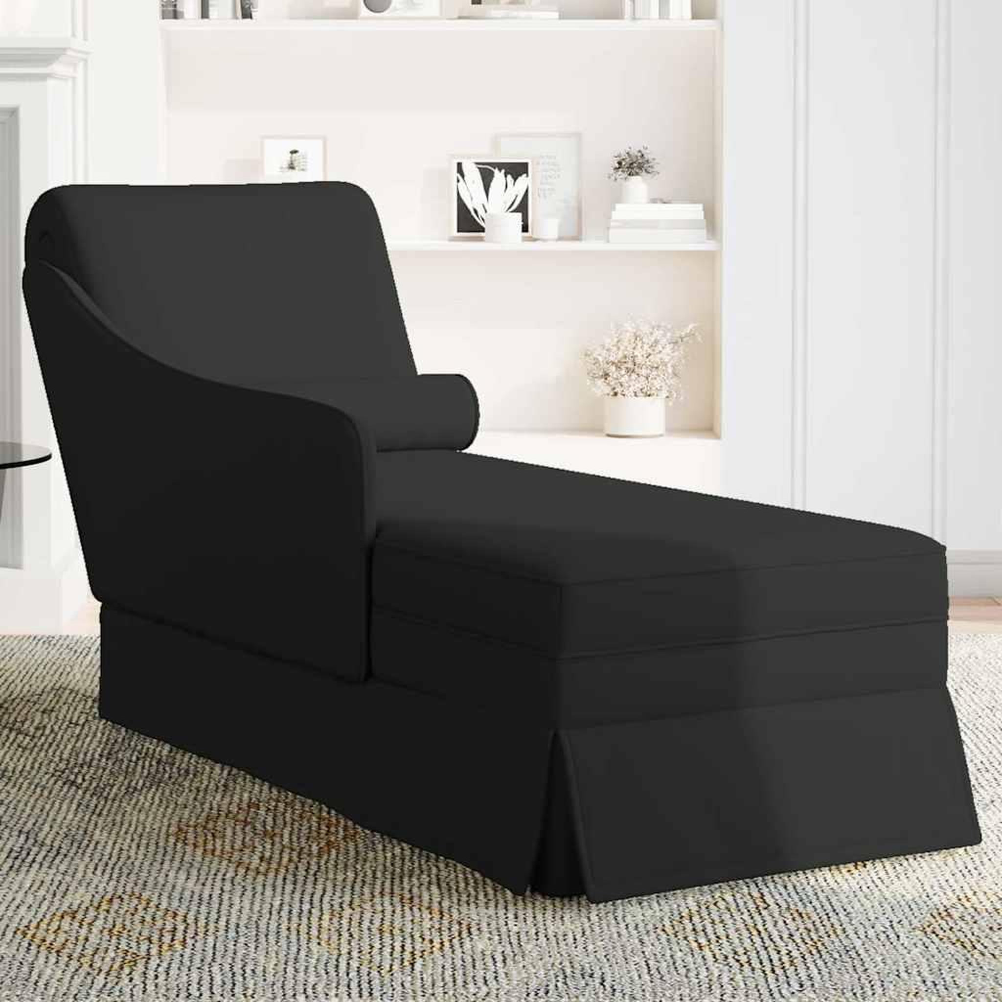 Voir la diapositive 3 : VIDAXL Fauteuil long avec traversin et accoudoir droit noir velours