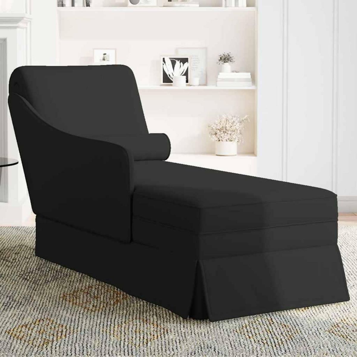 VIDAXL Fauteuil long avec traversin et accoudoir droit noir velours