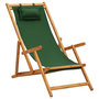 Voir la diapositive 1 : VIDAXL Chaise pliable de plage bois d'eucalyptus solide et tissu vert