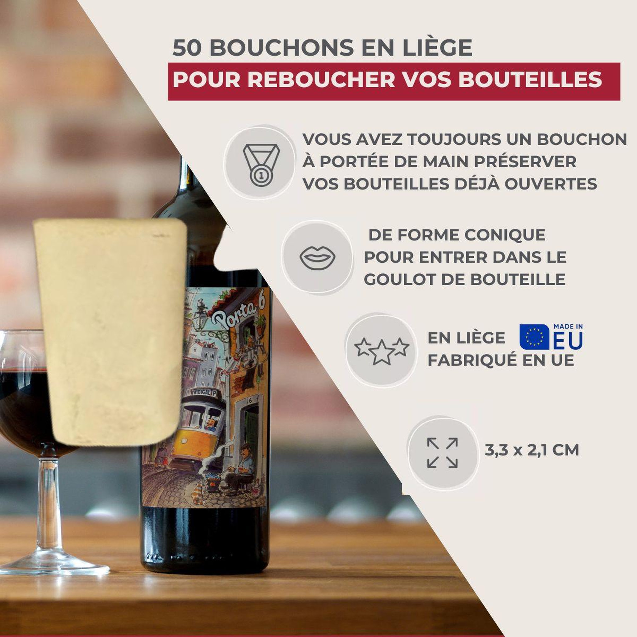 Voir la diapositive 3 : Fackelmann Lot de 50 bouchons de liège coniques fackelmann bar concept