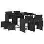 Voir la diapositive 2 : VIDAXL Ensemble a manger de jardin 9pcs coussins noir resine tressee