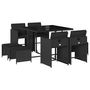 Voir la diapositive 2 : VIDAXL Ensemble a manger de jardin 9pcs coussins noir resine tressee
