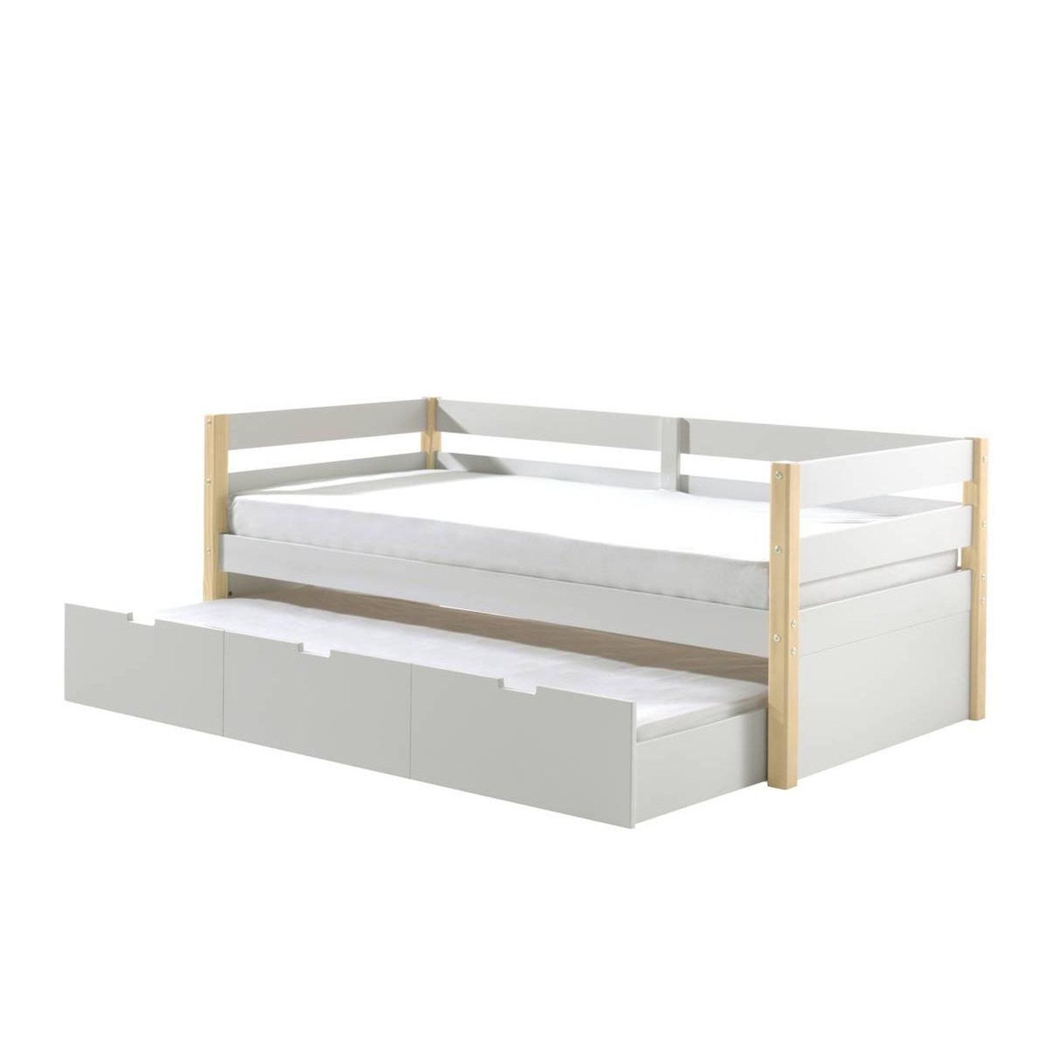 Voir la diapositive 4 : Paris Prix Pack - lit capitaine & tiroir-lit  margrit ii  90x200cm blanc & naturel