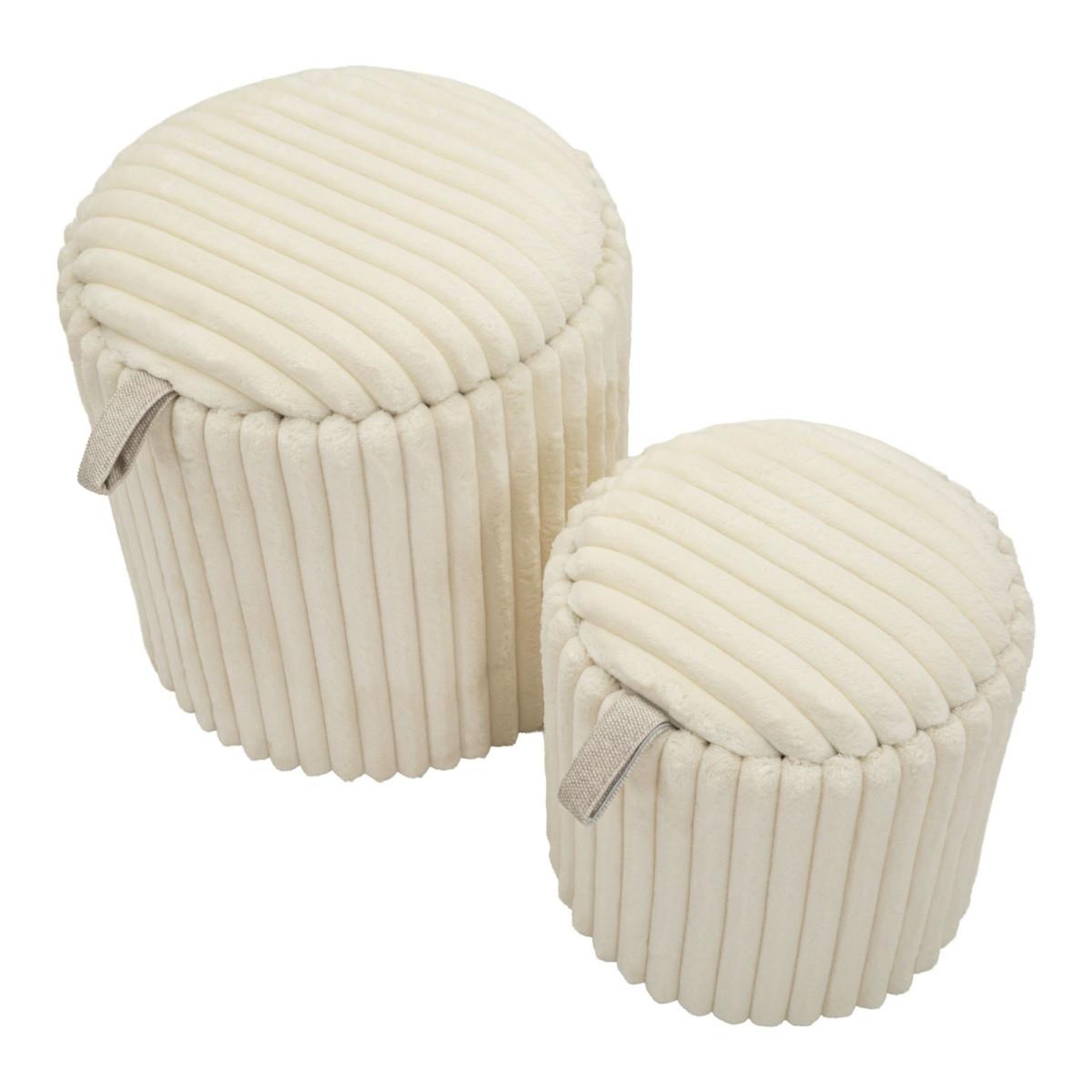 Voir la diapositive 2 : Paris Prix Lot de 2 poufs coffre  goteborg  42cm blanc