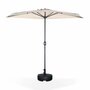 Voir la diapositive 3 : SWEEEK Parasol de balcon Ø250cm  – CALVI – Demi-parasol droit, mât central en aluminium avec manivelle d'ouverture