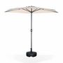 Voir la diapositive 3 : SWEEEK Parasol de balcon Ø250cm  – CALVI – Demi-parasol droit, mât central en aluminium avec manivelle d'ouverture