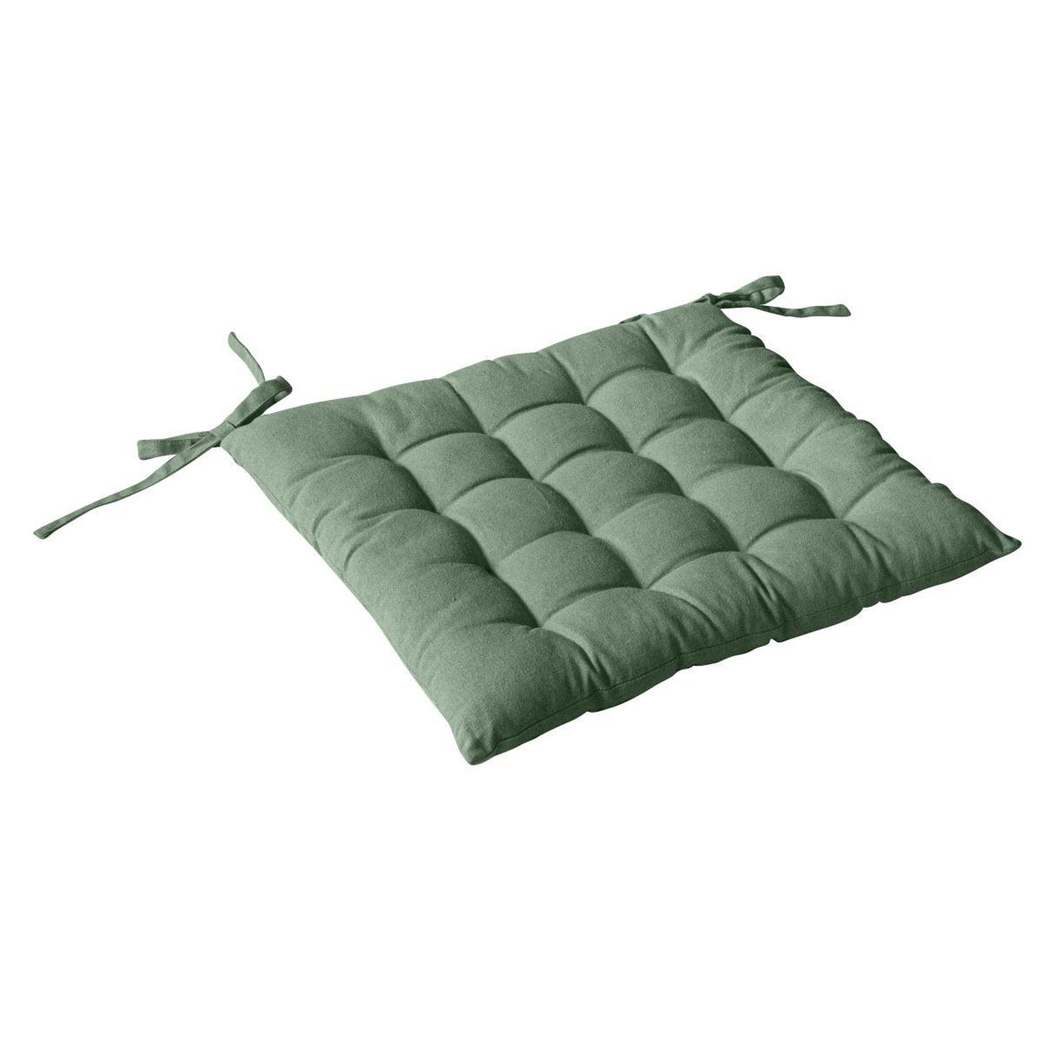 ENJOY HOME Galette de chaise piquée uni  panama  38x38cm vert argile