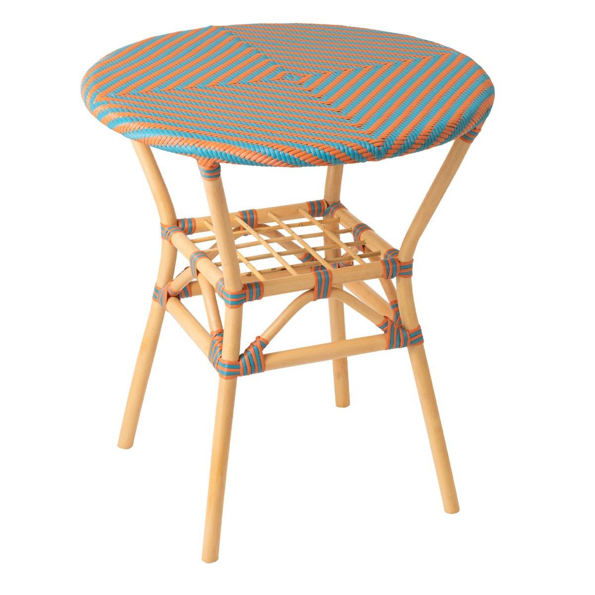 J-LINE Table à manger en rotin  geo  75cm orange & turquoise