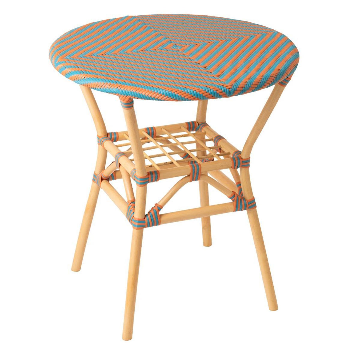 Paris Prix Table à Manger en Rotin  Geo  75cm Orange & Turquoise