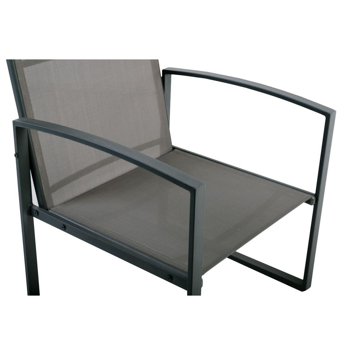 TOILINUX Salon de jardin duo en textaline Madrid - Gris foncé