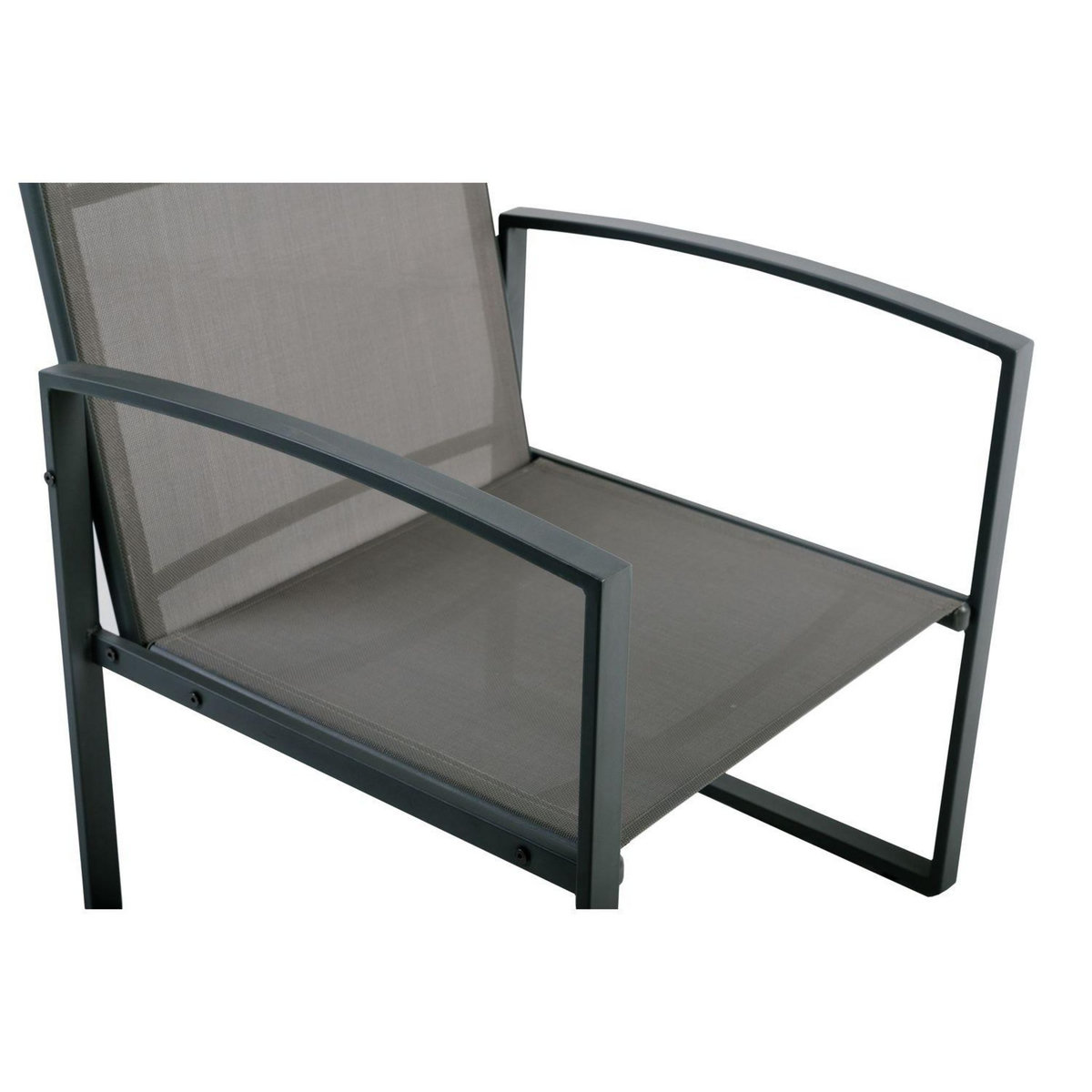 TOILINUX Salon de jardin duo en textaline Madrid - Gris foncé