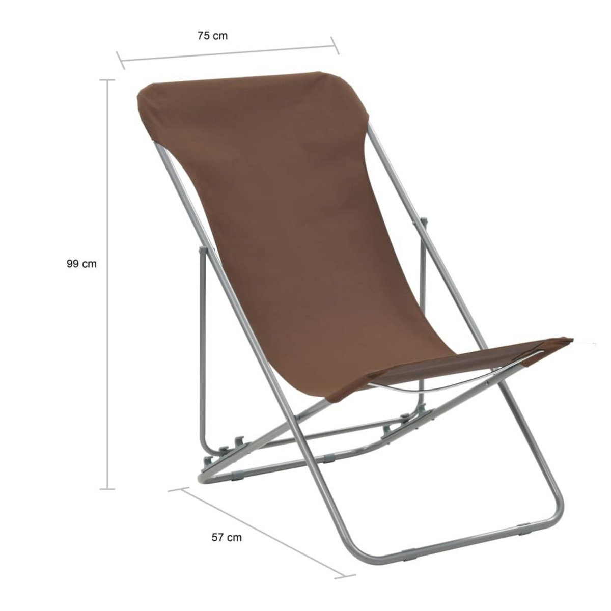 VIDAXL Chaises de plage pliables lot de 2 Acier et tissu oxford Marron