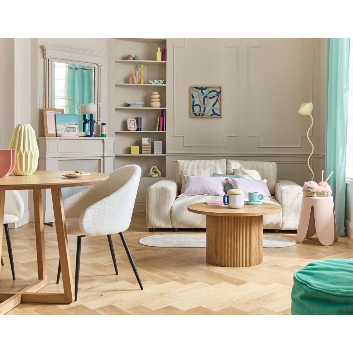 LISA DESIGN Oliva - table basse ronde - effet bois - 80 cm