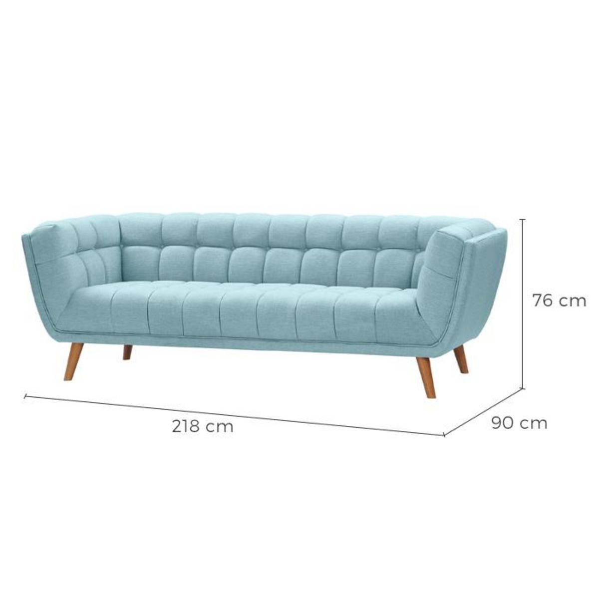 Rendez vous déco Canapé 3 places capitonné en tissu gris - Carmen