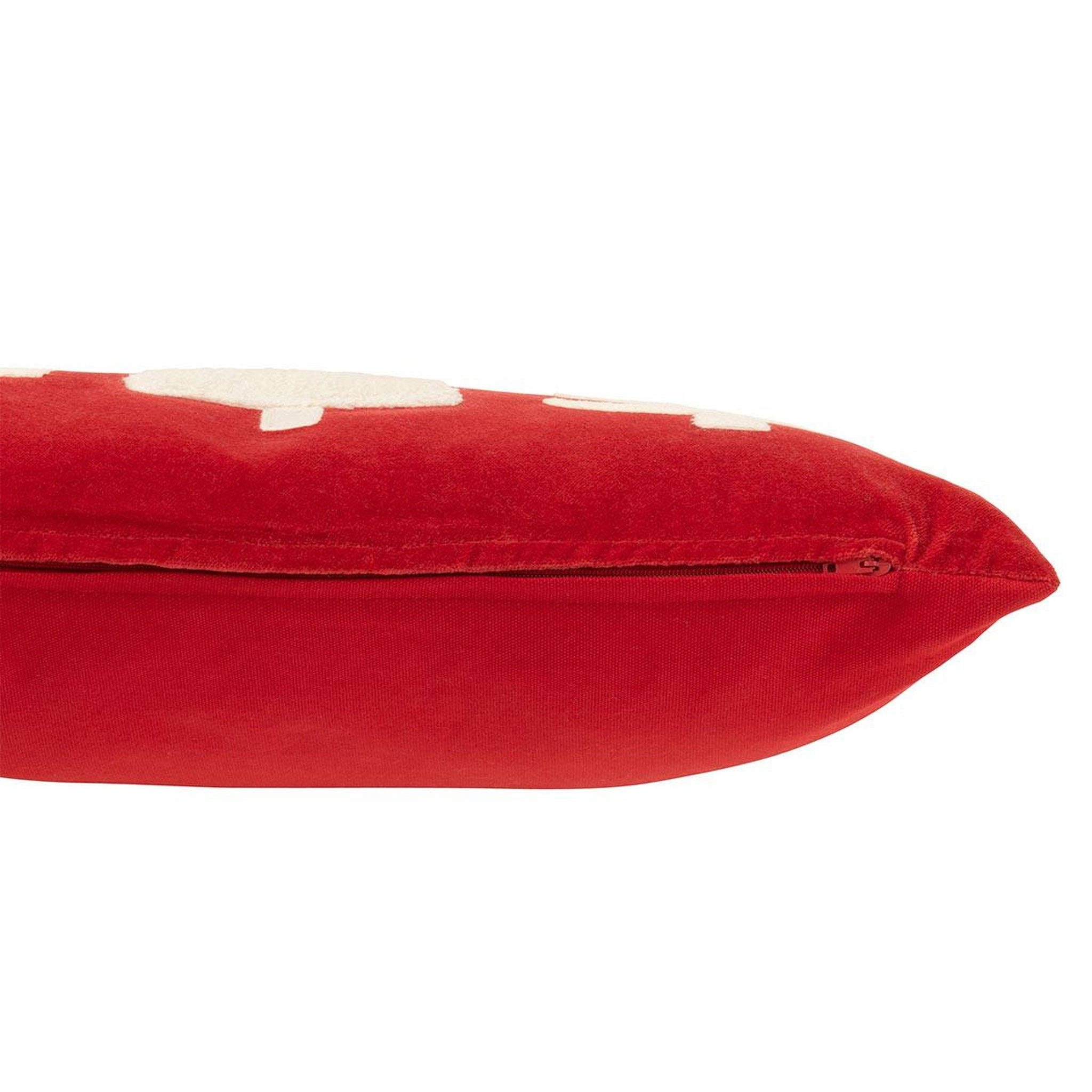 Voir la diapositive 2 : J-LINE Coussin déco en velours  sapin  30x45cm rouge