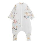 Petit Béguin Turbulette d'hiver en velours avec pieds retroussables et manches amovibles Bloom. Coloris disponibles : Beige