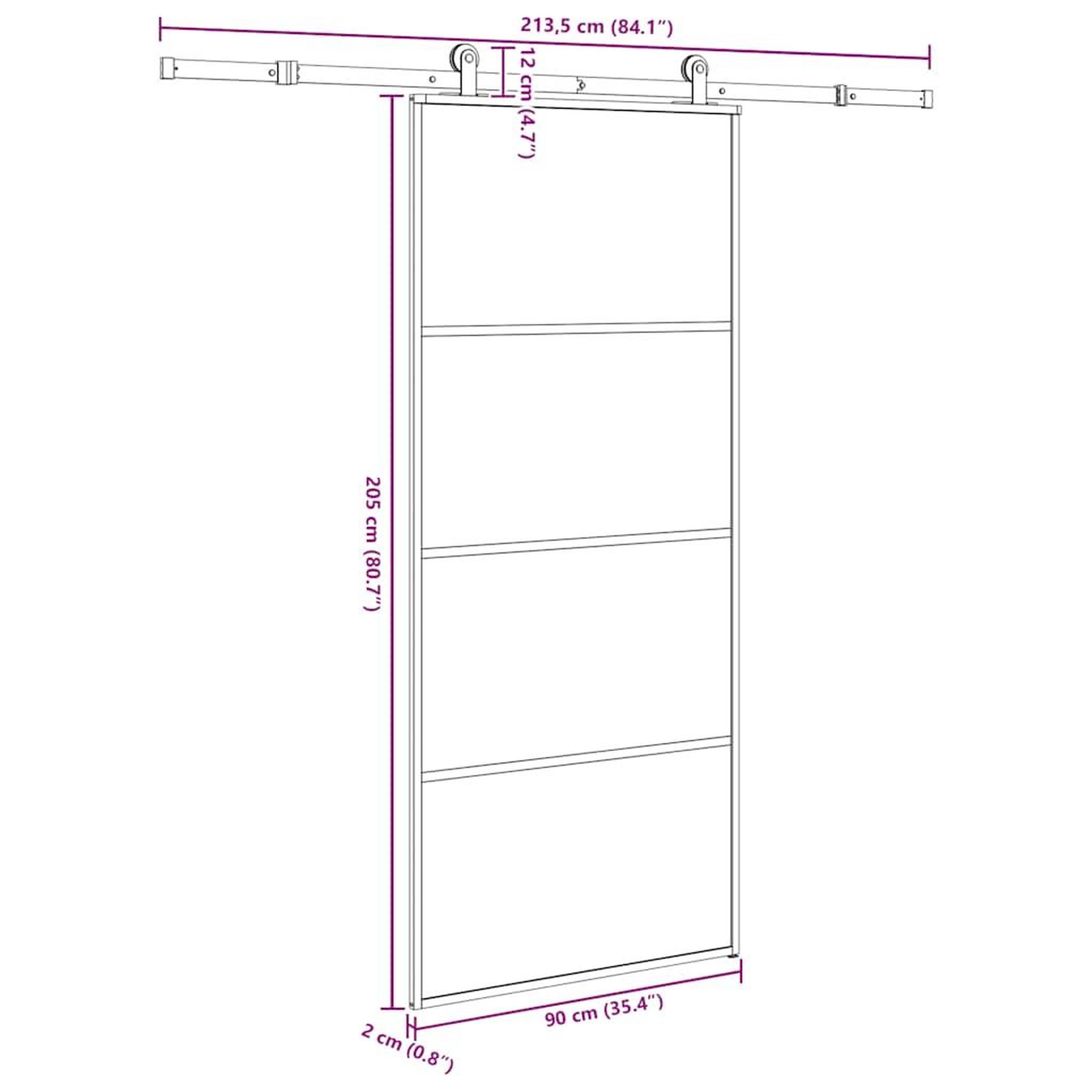 Voir la diapositive 6 : VIDAXL Porte coulissante avec kit de quincaillerie 90x205 cm Verre ESG