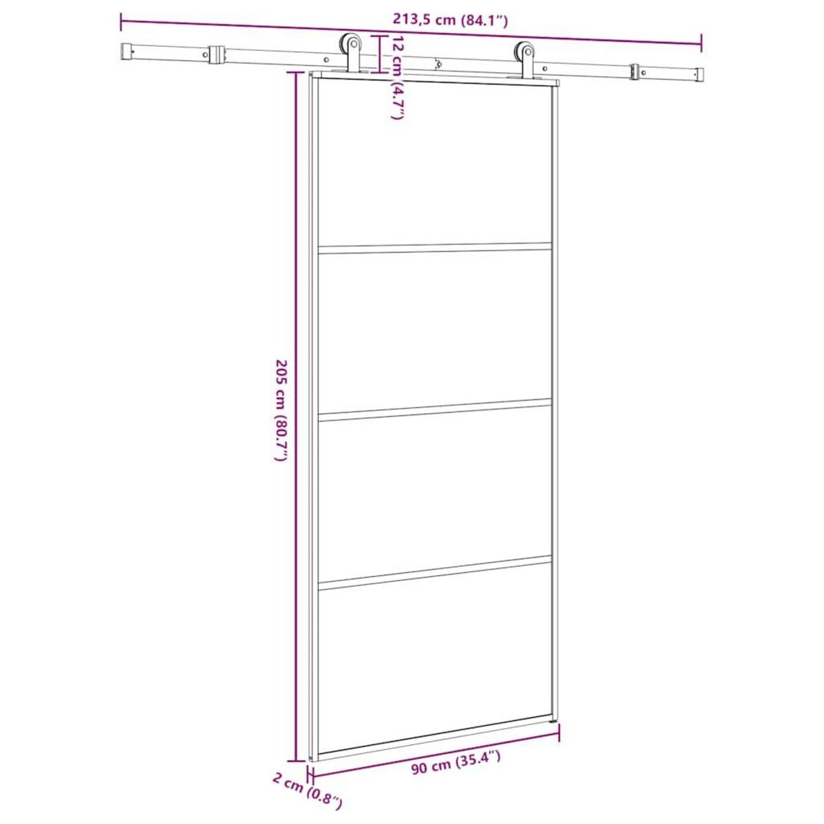 VIDAXL Porte coulissante avec kit de quincaillerie 90x205 cm Verre ESG